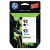 Hewlett Packard HP® C9513FN (HP 92; HP 93) Ink, 220 Page-Yield, 2/Pack, Black; Tri-Color HEW C9513FN140