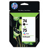 Hewlett Packard HP® CC659FN (HP 74; HP 75) Ink, 2/Pk, Black; Tri-Color HEW CC659FN140
