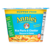 Annie's Homegrown Gluten Free Rice Pasta and Cheddar Microwavable Mac and Cheese Cup - Case of 12 - 2.01 oz. HGR 1254903