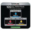 Lexmark Lexmark 14N0684 (100XL) High-Yield Ink, 600 Pg-Yield, 3/Pk, Cyan, Magenta, Yellow LEX 14N0684