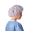 Medline Pro Series Bouffant Caps, Pink Ribbon Breast Cancer Awareness Print, 24