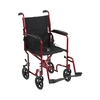 McKesson Lightweight Transport Chair Aluminum Frame with Red Finish 300 lbs. Weight Capacity Fixed / Padded Arm Black, 1/ EA MON1128901EA