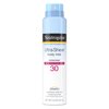 J & J Healthcare Systems Sunscreen Neutrogena®Ultra Sheer® Body Mist SPF 30 Liquid 5 oz. Can MON1193261EA