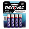 Rayovac High Energy Premium Alkaline Battery, AA, 8/Pack RAY 8158K