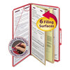 Smead Smead® 6-Section Colored Pressboard Top Tab Classification Folders with SafeSHIELD™ Coated Fastener SMD19031