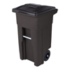 Toter 32 Gal. Brownstone Trash Can with Quiet Wheels and Attached Black Lid TOT ANA32-00BST