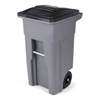 Toter 32 Gal. Graystone Trash Can with Quiet Wheels and Attached Black Lid TOT ANA32-00GST