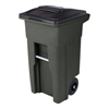 Toter 32 Gal. Greenstone Trash Can with Quiet Wheels and Attached Black Lid TOT ANA32-55410