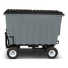 Toter 2 Cubic Yard 1000 lbs. Capacity Rapid Speed Towable Mobile Truck with Attached Black Lid - Industrial Gray TOT FLA20-10228