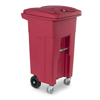 Toter 32 Gal. Red Hazardous Waste Trash Can with Wheels and Lid Lock (2 Caster Wheels 2 Stationary Wheels) TOT RMC32-00RED