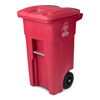 Toter 32 Gal. Red Hazardous Waste Trash Can with Wheels and Lid Lock TOT RMN32-00RED